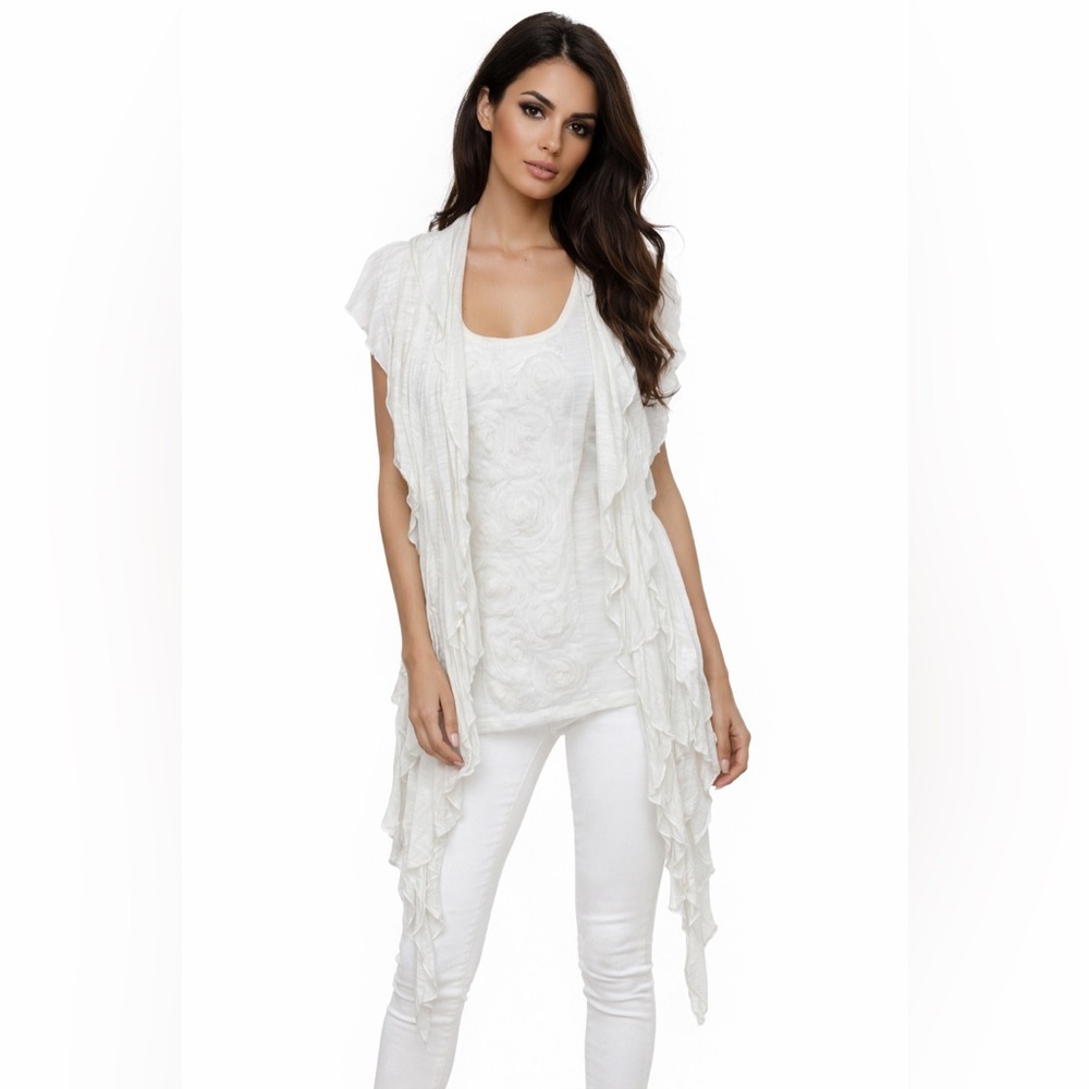 Cable & Gauge Tank And Open Front Tunic White Size Small Tank And Tunic Is Med
